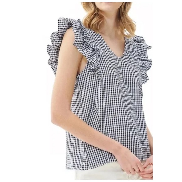 Barbour Thistle Gingham Ruffle Top 4 - Picture 1 of 6